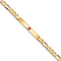 14K Medical Red Enamel Figaro ID Bracelet