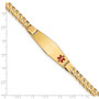 14K Medical Soft Diamond Shape Red Enamel Curb Link ID Bracelet