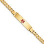 14K Medical Red Enamel Curb Link ID Bracelet