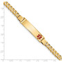 14K Medical Red Enamel Curb Link ID Bracelet