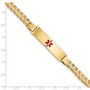 14K Medical Red Enamel Curb Link ID Bracelet