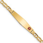14K Medical Soft Diamond Shape Red Enamel Anchor ID Bracelet