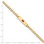 14K Medical Soft Diamond Shape Red Enamel Curb Link ID Bracecet