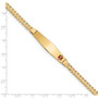 14K Medical Soft Diamond Shape Red Enamel Curb Link ID Bracecet