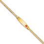 14K Medical Soft Diamond Shape Red Enamel Curb Link ID Bracecet