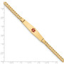 14K Medical Soft Diamond Shape Red Enamel Curb Link ID Bracecet