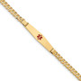 14K Medical Soft Diamond Shape Red Enamel Curb Link ID Bracecet