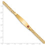 14K Medical Soft Diamond Shape Red Enamel Curb Link ID Bracecet