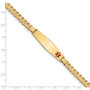 14K Medical Soft Diamond Shape Red Enamel Curb Link ID Bracecet