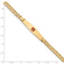 14K Medical Soft Diamond Shape Red Enamel Curb Link ID Bracecet