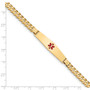 14K Medical Soft Diamond Shape Red Enamel Curb Link ID Bracecet