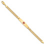 14K Medical Soft Diamond Shape Red Enamel Curb Link ID Bracecet