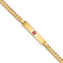 14K Medical Red Enamel Curb Link ID Bracecet