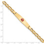 14K Medical Soft Diamond Shape Red Enamel Anchor Link ID Bracelet