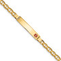 14K Medical Red Enamel Anchor Link ID Bracelet