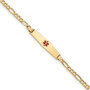 14K Medical Soft Diamond Shape Red Enamel ID Bracelet