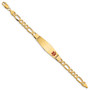 14K Medical Soft Diamond Shape Red Enamel Flat Figaro Link ID Bracelet