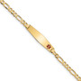 14K Medical Soft Diamond Shape Red Enamel Flat Figaro Link ID Bracelet