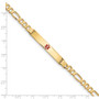 14K Medical Red Enamel Flat Figaro Link ID Bracelet