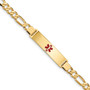 14K Medical Red Enamel Flat Figaro Link ID Bracelet