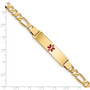 14K Medical Red Enamel Flat Figaro Link ID Bracelet