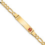 14K Medical Red Enamel Flat Figaro Link ID Bracelet