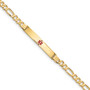 14K Medical Red Enamel Flat Figaro Link ID Bracelet