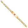 14K Medical Red Enamel Flat Figaro Link ID Bracelet