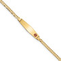 14K Medical Soft Diamond Shape Red Enamel Flat Curb Link ID Bracelet