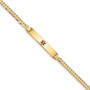 14K Medical Red Enamel Flat Curb Link ID Bracelet