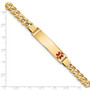 14K Medical Red Enamel Flat Curb Link ID Bracelet