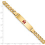 14K Medical Red Enamel Flat Curb Link ID Bracelet