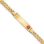 14K Medical Red Enamel Flat Curb Link ID Bracelet