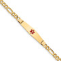 14K Medical Soft Diamond Shape Enamel Semi-Solid Figaro Link ID Bracelet