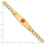 14K Medical Soft Diamond Shape Red Enamel Curb Link 5.9mm ID Bracelet