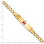 14K Medical Red Enamel Curb Link 5.9mm ID Bracelet