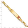 14K Medical Red Enamel Curb Link 5.9mm ID Bracelet