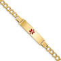 14K Medical Red Enamel Curb Link 5.9mm ID Bracelet