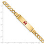 14K Medical Red Enamel Semi-solid Curb Link ID Bracelet