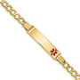 14K Medical Red Enamel Semi-solid Curb Link ID Bracelet