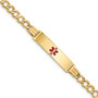 14K Medical Red Enamel Semi-solid Curb Link ID Bracelet