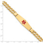 14K Medical Soft Diamond Shape Red Enamel Curb ID Bracelet