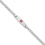 14K WG Medical Soft Diamond Shape Red Enamel Figaro Link ID Bracelet