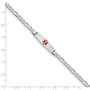 14K WG Medical Soft Diamond Shape Red Enamel Figaro Link ID Bracelet