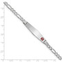 14K WG Medical Soft Diamond Shape Red Enamel Figaro Link ID Bracelet