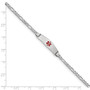 14K WG Medical Soft Diamond Shape Red Enamel Figaro Link ID Bracelet