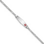 14K WG Medical Soft Diamond Shape Red Enamel Figaro Link ID Bracelet