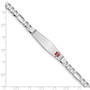 14K WG Medical Soft Diamond Shape Red Enamel Figaro Link ID Bracelet