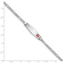 14K WG Medical Soft Diamond Shape Red Enamel Figaro Link ID Bracelet