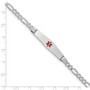 14K WG Medical Soft Diamond Shape Red Enamel Figaro Link ID Bracelet